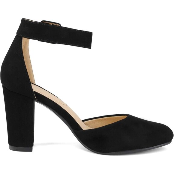 Dream Pairs Women Black Suede Faux Suede Block High Heel Closed Toe Sandal - Picture 4 of 9